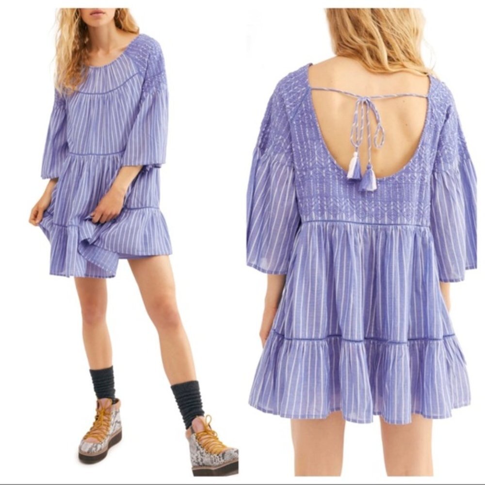 NWT Free People Lola Embroidered Mini Dress